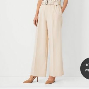The Belted Wide Leg pant by Ann Taylor Color Ivory Porcelain